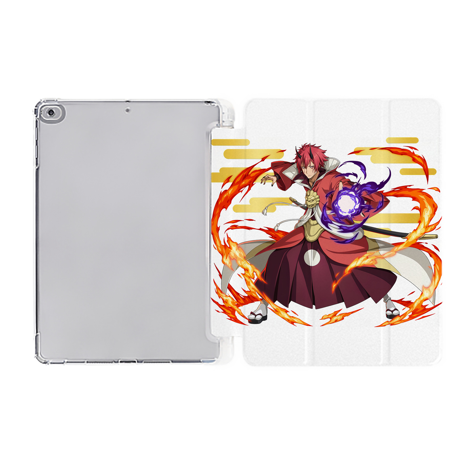 （画像用） 転スラ Regarding Reincarnated to Slime IPad ケース ペン収納付き 三つ折りスタンド PUレザー×シリコン 対応機種9.5/10.5/10.9インチ